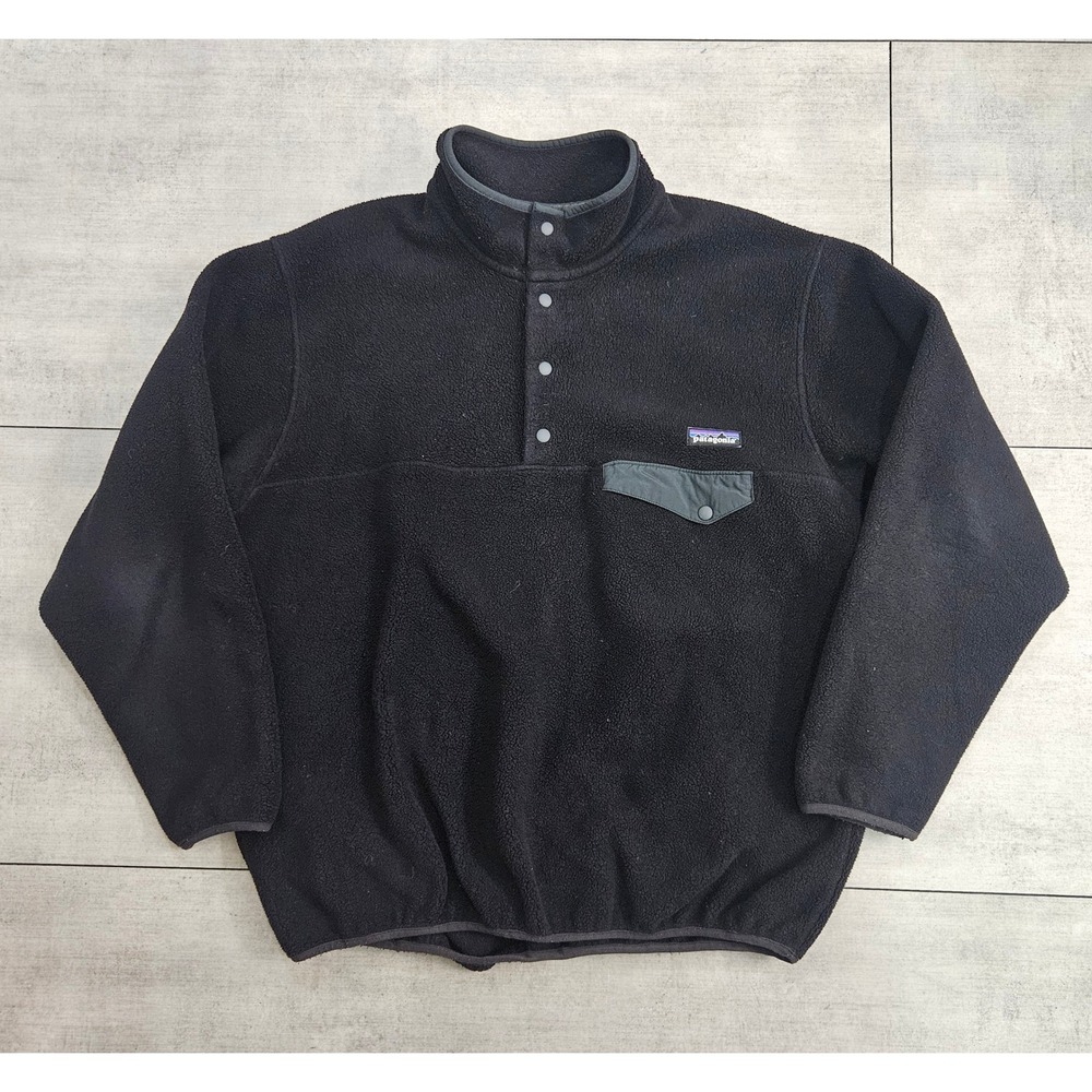 Patagonia Men Black Synchilla Snap-T Fleece Pullover Jacket 25450 Medium